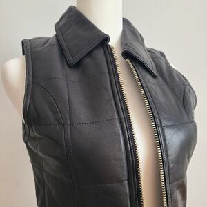 Cuir Du Monde Crooped Quilted genuine Leather Vest, Y2K size XS